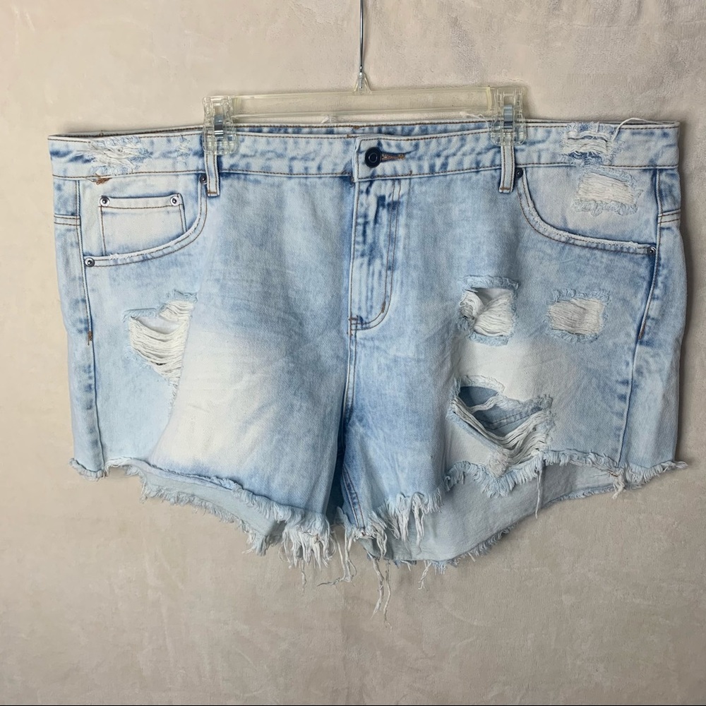 HOT KISS Acid Wash Distressed Shorts